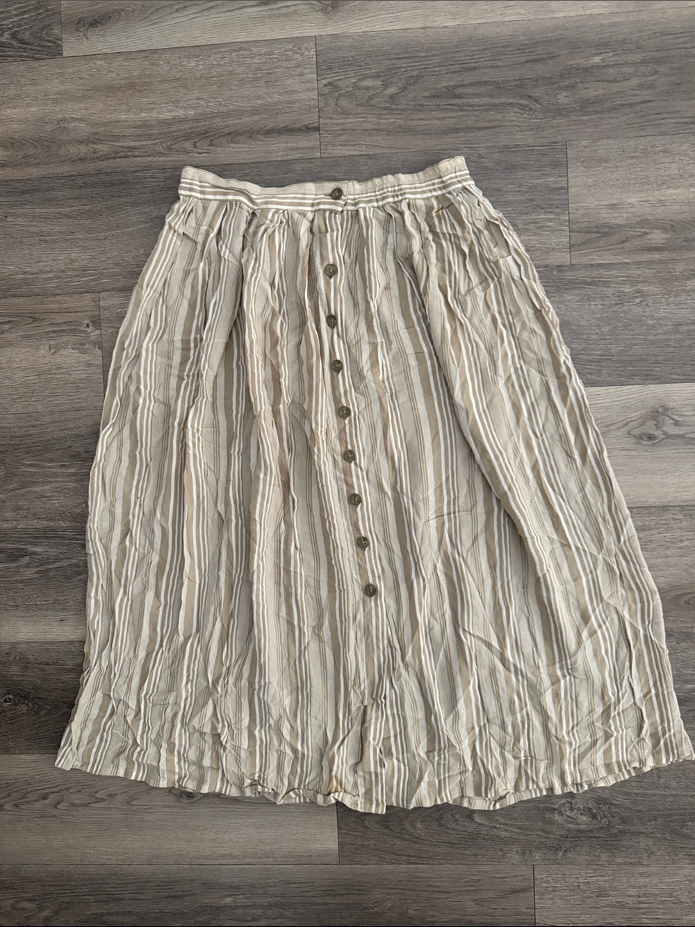 Oui Designer Collection Neutral Striped Midi Skirt Enka Viscose Euro 40 us8
